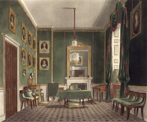 The Green Closet, Buckingham House, fra "The History of the Royal Residences", graveret af Daniel Havell (1785-1826), af William Henry Pyne (1769-1843), 1819