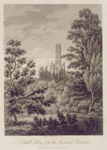 Fonthill Abbey fra American Plantation, udgivet af W. Clarke, New Bond Street, 1812