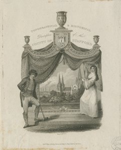 Lichfield Cathedral - South West View: gravering, og [c 1820] af James Storer