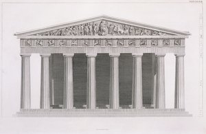 Forside af en klassisk bygning, bind II, kapitel I, plade III, fra "The Antiquities of Athens", af James Stuart af James Stuart
