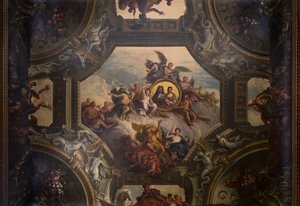 Loft over den øvre sal i den malede sal, ca. 1707-27 (vægmaleri) af James Thornhill