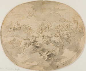 Design for Ceiling Fresco: Apollo and the Muses with Minerva Destroying Ignorance af James Thornhill