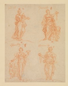 Fire dyder - Goodwill, Generøsitet, Liberality and Humanity, 1600-tallet af James Thornhill