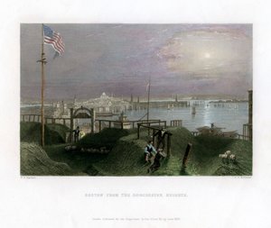 Boston set fra Dorchester Heights, USA, 1838.