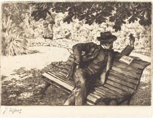 Denoisel læser i haven, 1882. af James Tissot
