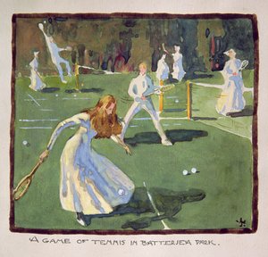 Et spil tennis i Battersea Park (wc på papir)
