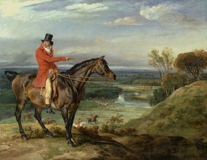 John Levett på jagt i Wychnor, Staffordshire [alternativ titel: Theophilus Levett og en favoritjæger) af James Ward