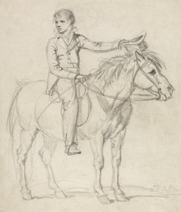 Lord Stanhope (1753-1816) som en dreng, der rider på en pony (blyant på papir) af James Ward