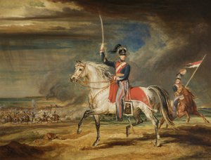 Sir John Leicester, Bt, udøver sit regiment af Cheshire Yeomanry på sandet ved Liverpool, 1824 af James Ward