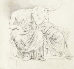 Studie af to hovedløse klassiske statuer (blyant på papir) af James Ward