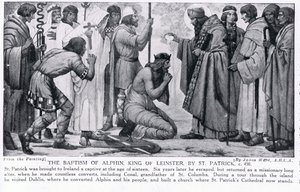 The Baptism of Alphin, King of Leinster, af St. Patrick, illustration fra 