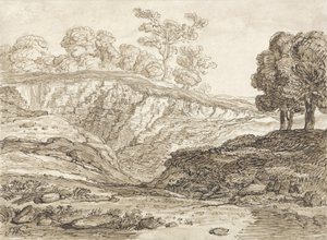 The Quarry (pen & brunt blæk med brun vask på papir) af James Ward