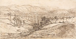 The Vale of Llangollen (pen & brunt blæk på papir) af James Ward