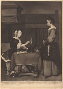 Den kvindelige korrespondent af James Watson after Gabriel Metsu