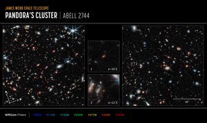 Abell 2744 GLASS kompas (NIRCam-billede) af James Webb Space Telescope (NASA)