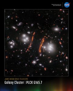 Galaxy Cluster PLCK G165.7 Mini-plakat af James Webb Space Telescope (NASA)