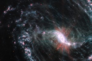 NGC 1365 (MIRI-billede) af James Webb Space Telescope (NASA)