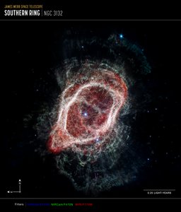 Southern Ring Nebula Eger (NIRCam og MIRI Composite Compass Image) af James Webb Space Telescope (NASA)