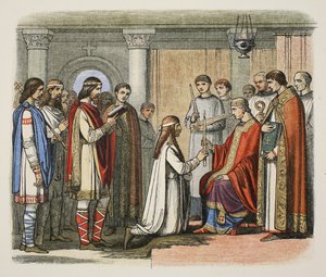 Dåb af kong Guthorm, AD 878, fra A Chronicle of England BC 55 til AD 1485, pub. London af James William Edmund Doyle