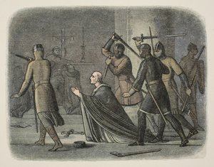 Mordet på Thomas Becket, Canterbury Cathedral, 29. december 1170, fra A Chronicle of England BC 55 til AD 1485, pub. London af James William Edmund Doyle