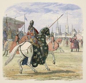 Richard II stopper duellen mellem Hereford og Norfolk, fra A Chronicle of England BC 55 til AD 1485, pub. London af James William Edmund Doyle