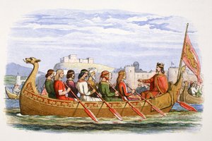 Edgars pram bemandet af otte konger på Dee, 973 1864 af James William Edmund Doyle