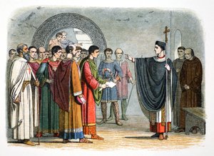 Thomas a Becket forbyder jarlen af Leicester at afsige dom over ham, 1162 1864 af James William Edmund Doyle