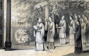 Kejserinden og hendes tjenere fortsatte til templet fra morbærlunden, 1847.