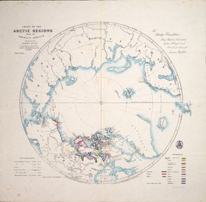 Kort over de arktiske områder fra Admiralty surveys, tredje udgave, ca. 1854 (kobberstik) af James the Younger Wyld