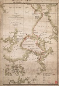 Skitse af opdagelser på Amerikas nordkyst af kaptajn McClintock RN på jagt efter Sir John Franklin, ca. 1859 (koloreret stik) af James the Younger Wyld
