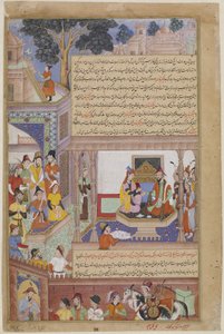 Kublai Khan and His Empress Enthroned, fra en Jami al-Twarikh (eller Chingiznama) (ugennemsigtig akvarel, blæk og guld på papir) af Jami Jami