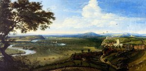 Udsigt over Nottingham fra øst, ca. 1695 (olie på lærred) af Jan (attr.to) Siberechts