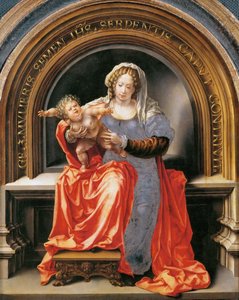 Jomfru og barn - Jan Gossaert (Gossart, dit Mabuse) (ca. 1478-1532). Olie på træ, ca 1526-1527. Mål: 30,6x24,5 cm. Kunsthistorisk Museum, Vienne