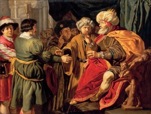 Josef fortolker Faraos drømme (olie på lærred) af Jan (circle of) Tengnagel