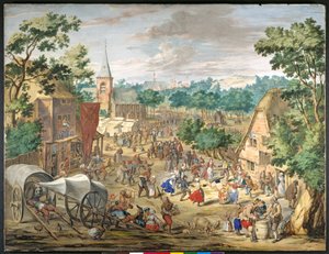 En Kermesse (gouache på papir)