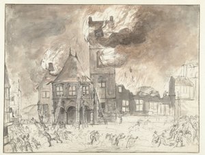 Brand i det gamle rådhus i Amsterdam af Jan Abrahamsz. Beerstraten (possibly)
