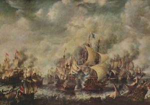 Søkamp mellem englænderne og hollænderne Off Ter Heyde, august 1653, 1914.