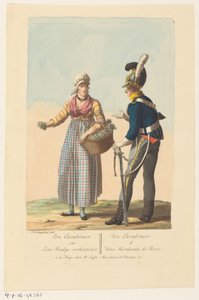 Kavalerisoldat og en radise-sælger A Carabinier and a Radys Saleswoman / Un Carabinier & Une Marchande de Rave (titel på objekt)