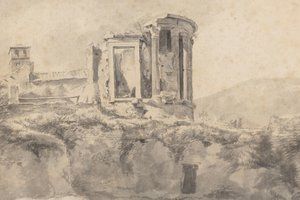 Udsigt over Vesta-templet i Tivoli af Jan Asselijn (possibly)