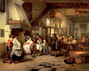 Interiør af et værtshus med en blind spillemand, 1844 (for detaljer se 76798)