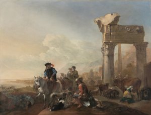 Jan Baptist Weenix / "Jægere nær ruinerne", 1648
