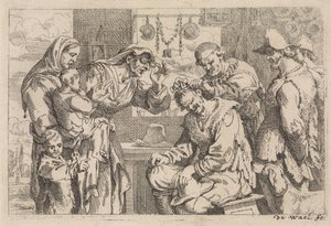 Landsbyens kirurg Forskellige genrescener (serietitel) af Jan Baptist de Wael