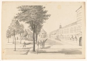 Regering, slotskirke og dragonvagt inden for slottet i Batavia af Jan Brandes