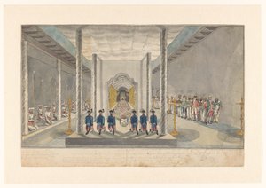 VOC-delegation ved et publikum med Kong Kandy, Sri Rajadi Raja Sinha af Jan Brandes