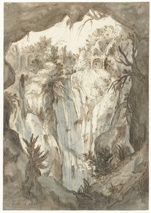 Tivoli vandfald set fra en hule af Jan Brueghel (I) (attributed to)