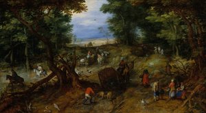 En skovvej med rejsende, 1607. af Jan Brueghel the Elder