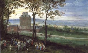 Ærkehertug Albrecht og Isabella foran Mariemont Slot af Jan Brueghel the Elder