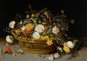 A Basket of Flowers, probably 1620s. dani