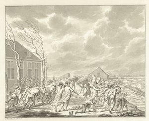 Oversvømmelsen af ​​Diemerzeedijk nær Amsterdam, 1776 af Jan Bulthuis (signed by artist)