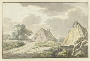 Bondehus ved skillevejen af ​​en landevej af Jan Bulthuis